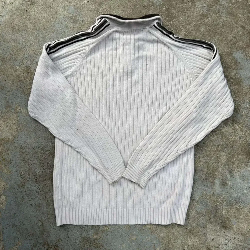 Vintage XG Ribbed Knit Quarter Zip Sweater Striped Skater Y2k